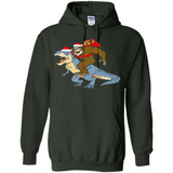 Bigfoot Riding Dinosaurus T-Shirt Funny Bigfoot Santa - Hoodie