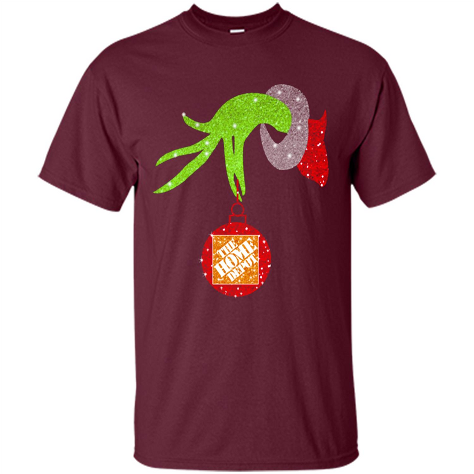 Grinch hand holding Logo HomeDepot Glitter Christmas - Shirt