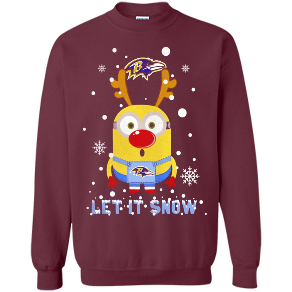 Minion Baltimore Ravens Ugly Christmas Sweater Let it Snow - Sweatshirt