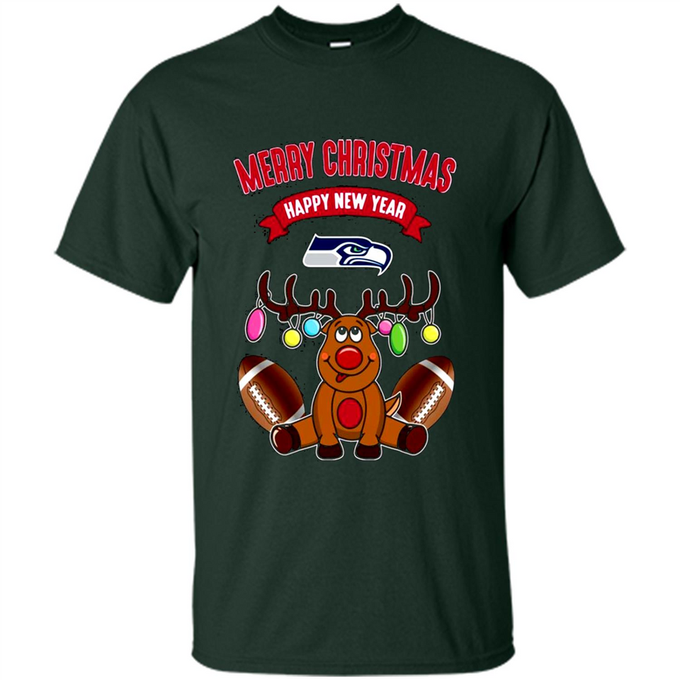 Seattle Seahawks NFL Reindeer Funny Merry Christmas And Happy New Year