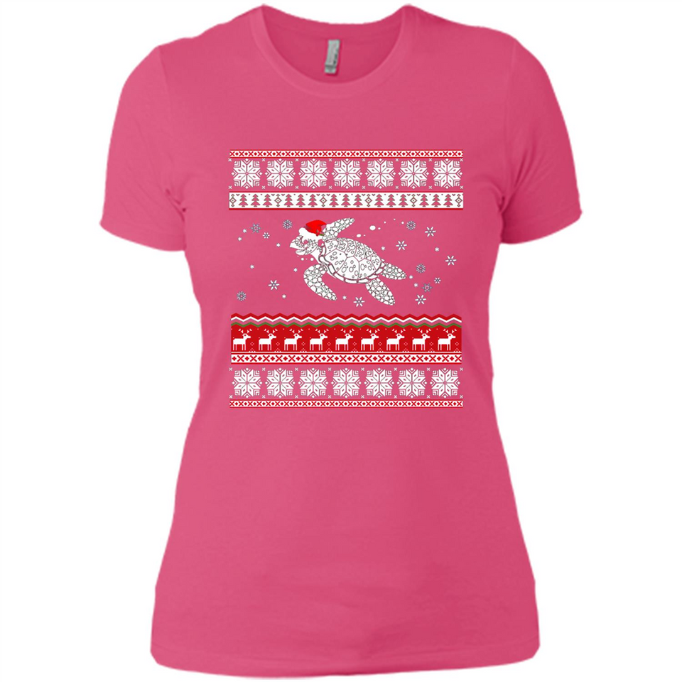 Sea Turtle Ugly Christmas T-Shirt - Ladies' Boyfriend T-Shirt