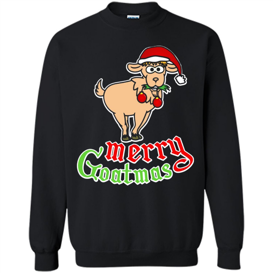 Christmas Merry Goatmas Goat Shirt Santa Hat - Sweatshirt
