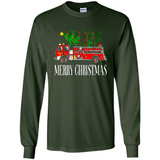 Firetruck Santa Sleigh Merry Christmas Firefighter - Long Sleeve T-Shirt