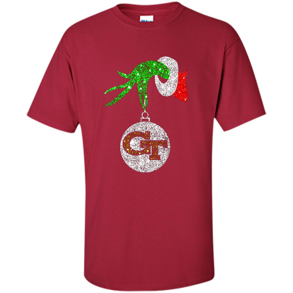 Fantastic Georgia Tech Yellow Jackets Glitter Grinch Monogram Ornament Christmas - Shirt