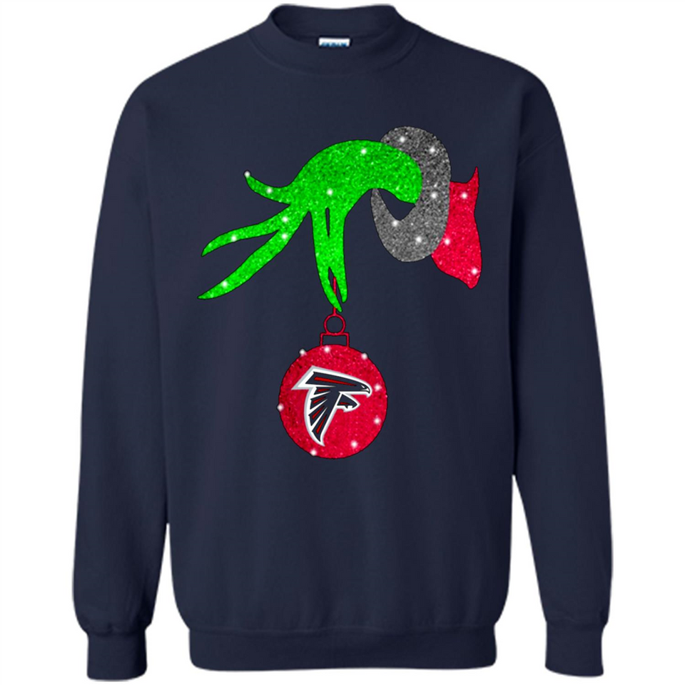 GRINCH HAND HOLDING ATLANTA FALCONS GLITTER CHRISTMAS PINGPONG