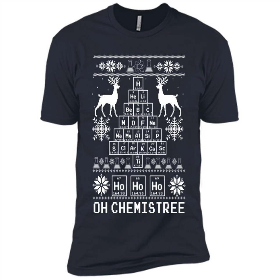 Oh Chemistry Tree Ugly Christmas Sweater - Premium Short Sleeve T-Shirt
