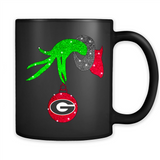 GRINCH HAND HOLDING GEORGIA BULLDOGS GLITTER CHRISTMAS PINGPONG