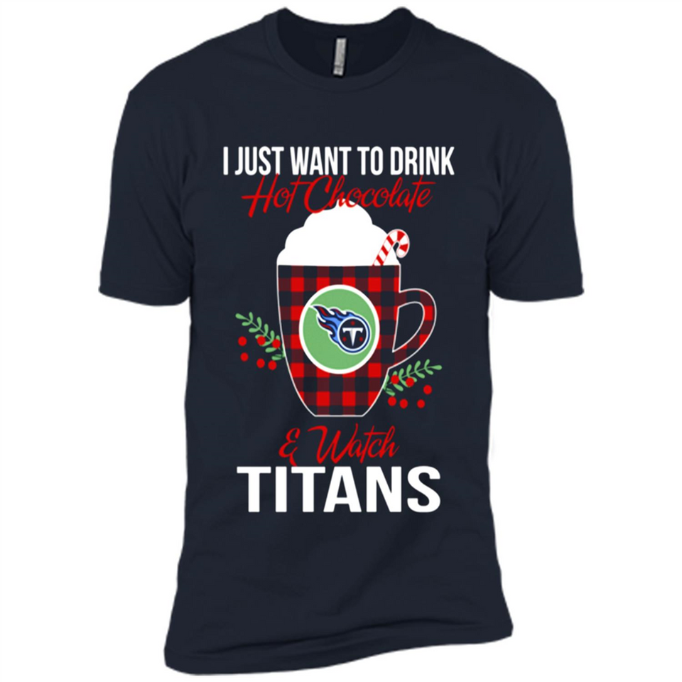 I Just Want To Drink Hot Chocolate & Watch Tennessee Titans Ugly Christmas Sweater PINGPONG