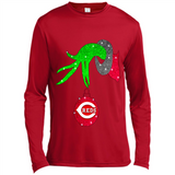 GRINCH HAND HOLDING CINCINNATI REDS GLITTER CHRISTMAS PINGPONG