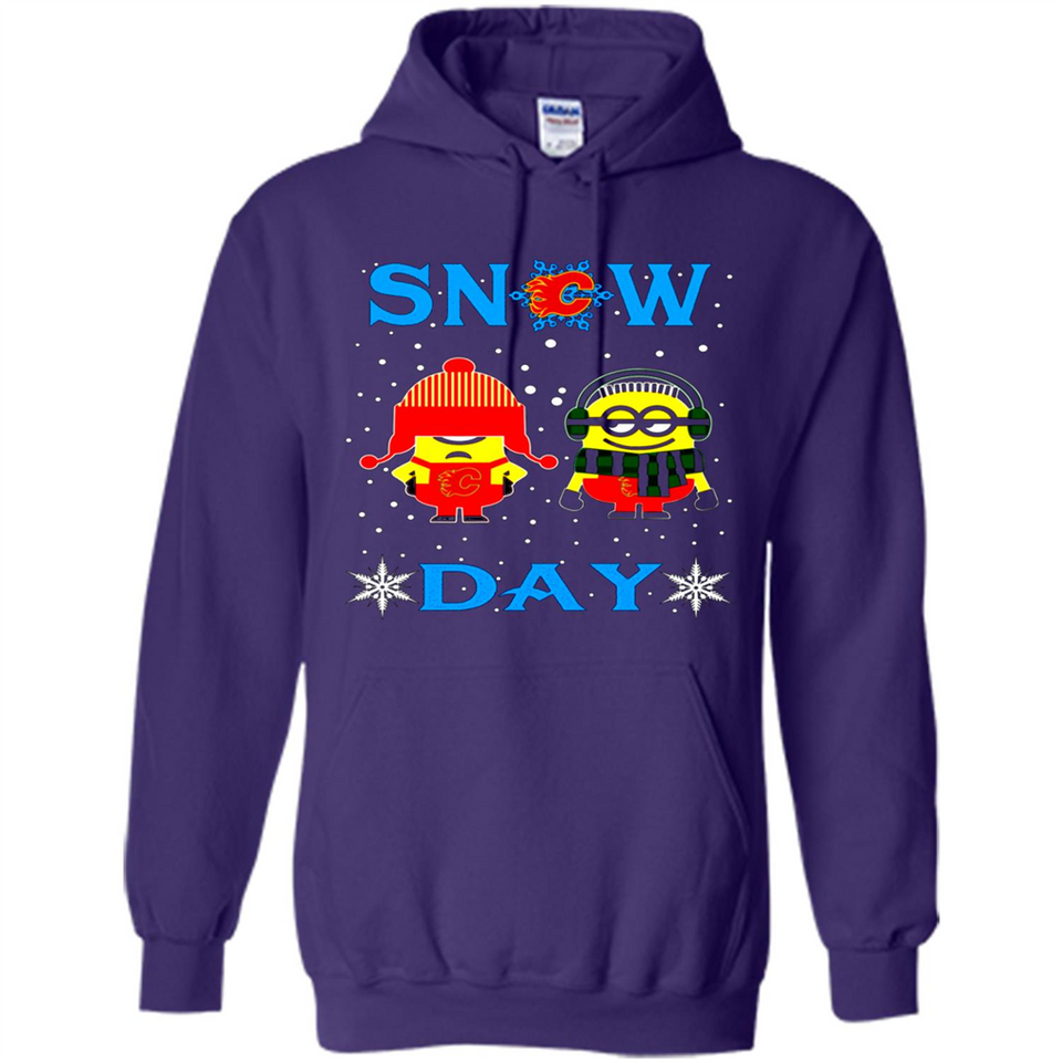 Snow Day Shirt For Calgary Flames Vs Minion Fans pingpong