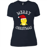 Bird Santa Merry Christmas T-Shirt - Birds Watchers Xmas - Ladies' Boyfriend T-Shirt