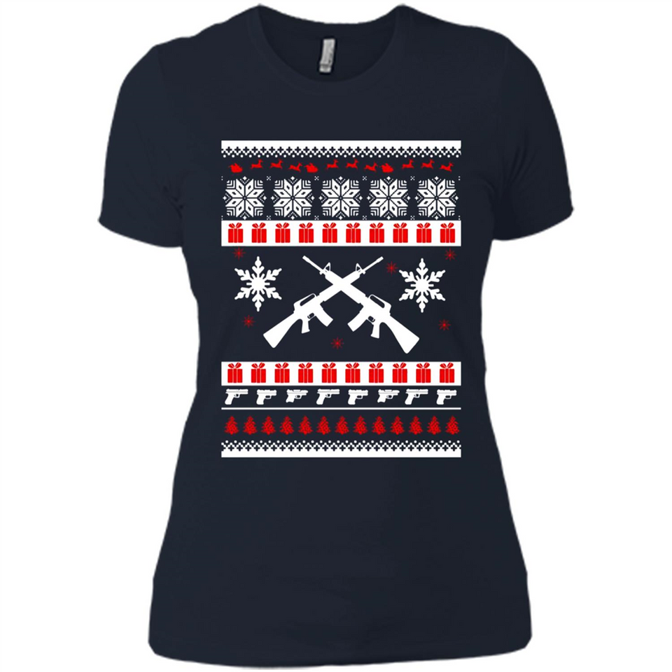 Rifle I Want Rifle Guns For Christmas ugly - Ladies' Boyfriend T-Shirt