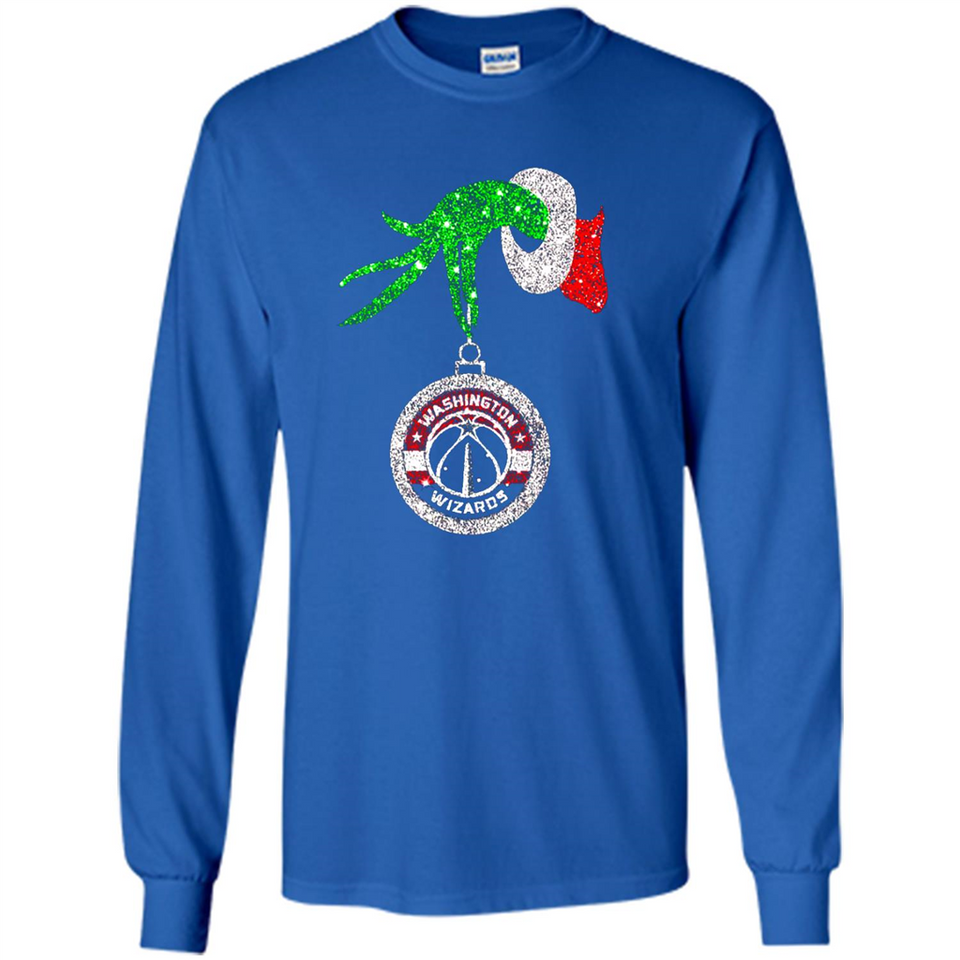Funny Washington Wizards Glitter Grinch Monogram Ornament Christmas - Long Sleeve T-Shirt