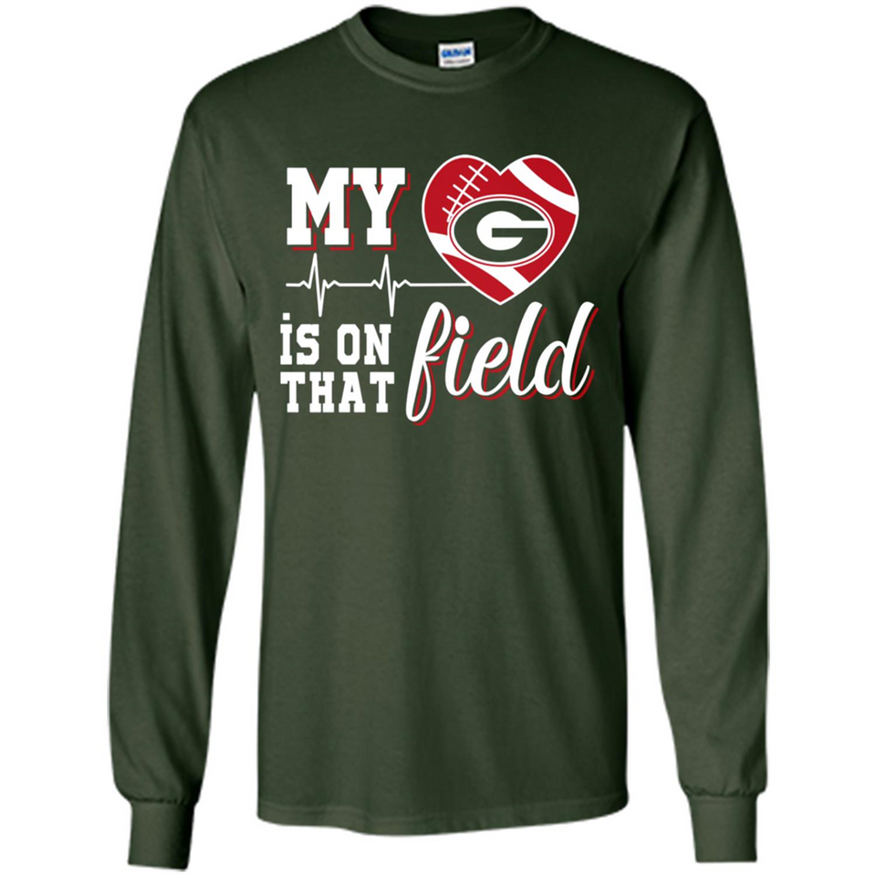 Georgia Bulldogs Football My Heart is on that Field - Long Sleeve T-Shirt