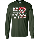 Georgia Bulldogs Football My Heart is on that Field - Long Sleeve T-Shirt