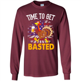 Time To Get Basted Funny Turkey Beer Thanksgiving - Long Sleeve T-Shirt
