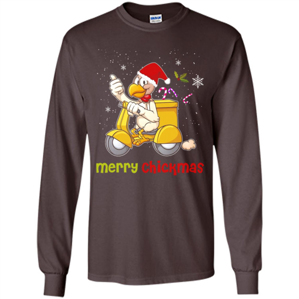 Funny Santa Christmas Chicken Shirt - Merry Chickmas - Long Sleeve T-Shirt