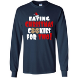 Womens Funny Eating Christmas Cookies For Two Pregnancy - Long Sleeve T-Shirt