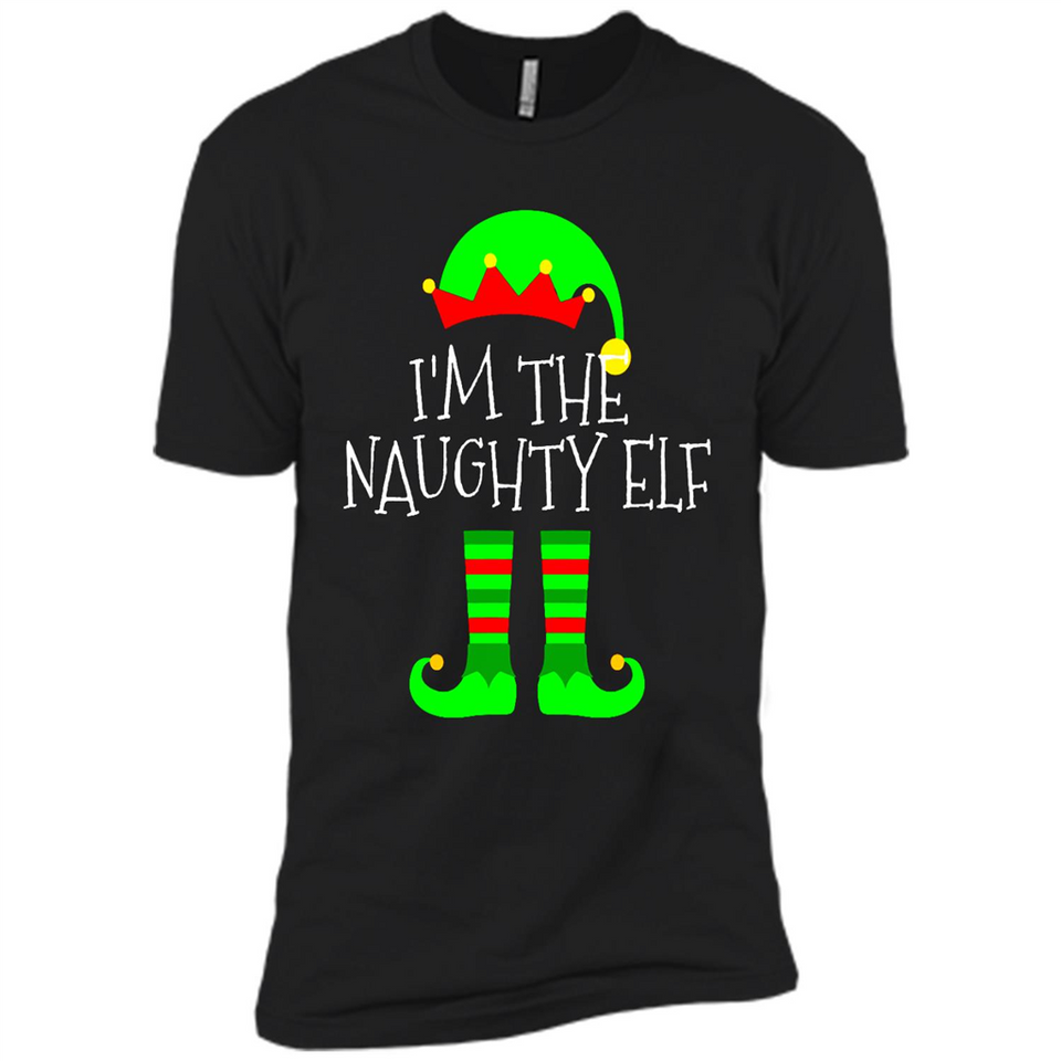 Matching Family Christmas Shirt Funny I'm The Naughty Elf Black mugs PINGPONG - Premium Short Sleeve T-Shirt