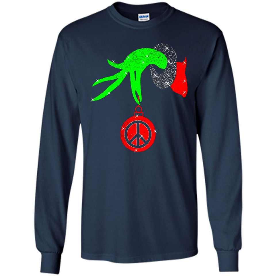 Christmas The Grinch Hand Holding Hippie Ornament - Long Sleeve T-Shirt