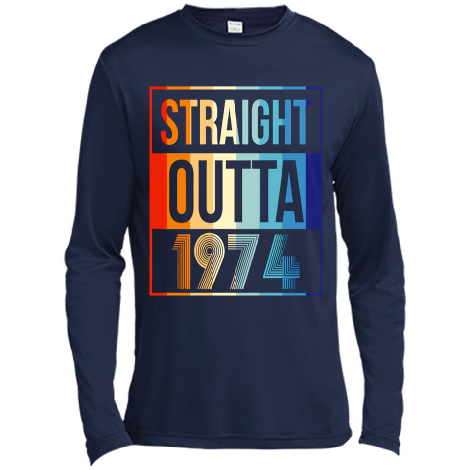 Retro Straight Outta 1974 44 Years Old - Canvas Long Sleeve T-Shirt