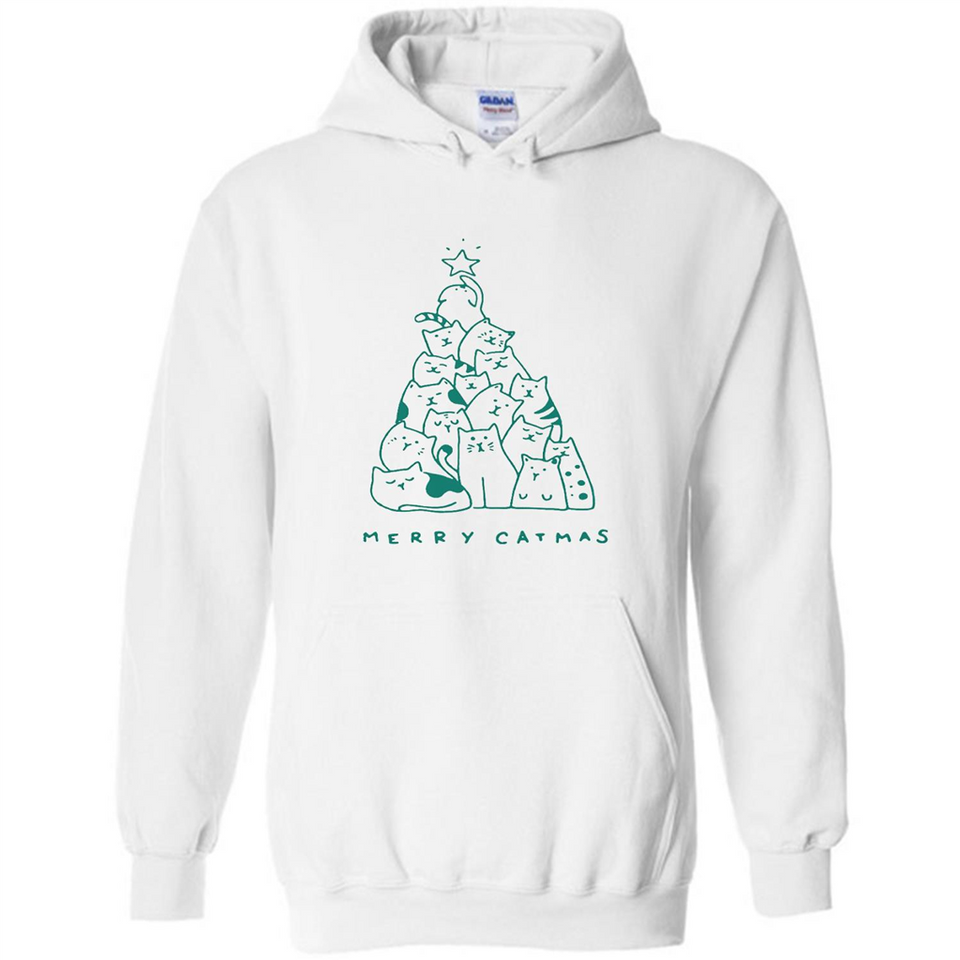 Merry Catmas Funny Cat Christmas Tree Sweatshirt - Hoodie