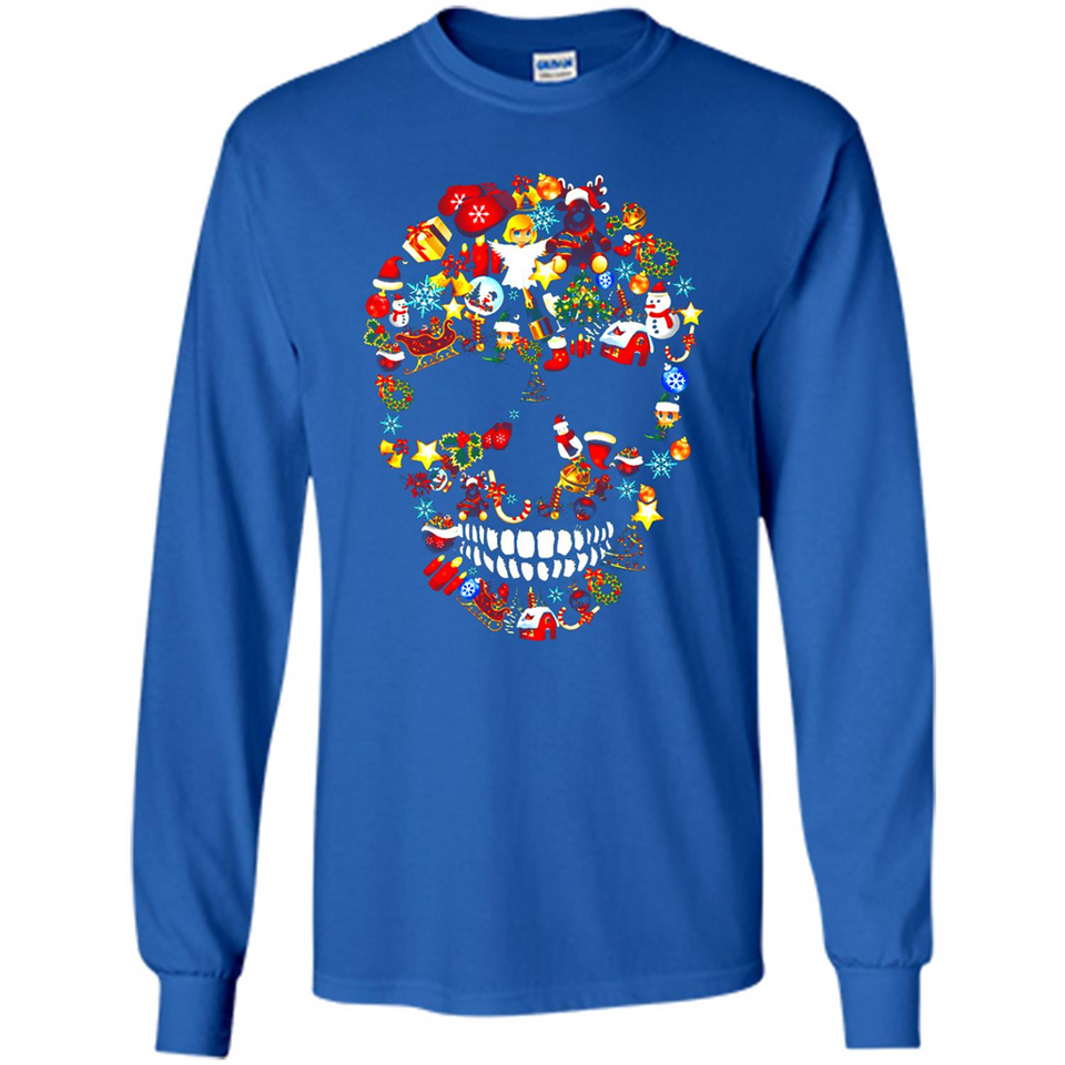Skull Christmas Decorations Merry Xmas T-Shirt - Long Sleeve T-Shirt