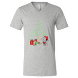 Snoopy Merry Christmas with Christmas tree T-Shirt - Canvas Unisex V-Neck