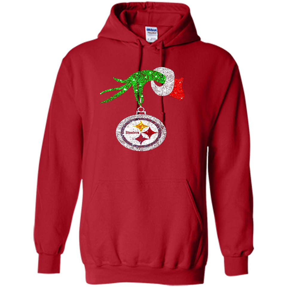 Fantastic Pittsburgh Steelers Glitter Grinch Monogram Ornament Christmas Gift - Hoodie