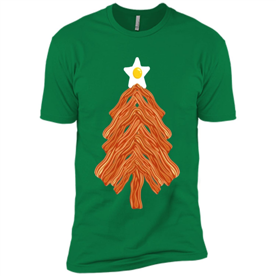 Bacon & Eggs Over Easy Fried Food Breakfast Xmas Tree Foodie - Premium Short Sleeve T-Shirt