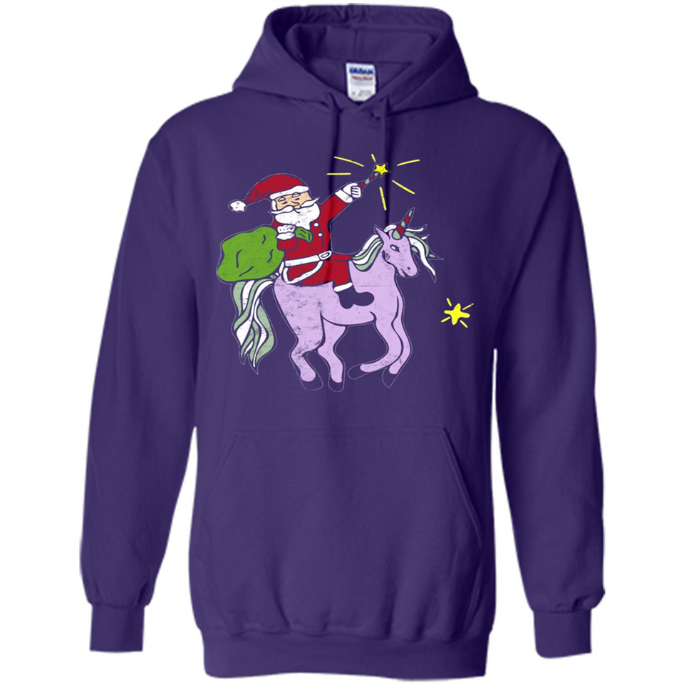 Distressed Retro Santa Riding Unicorn - Hoodie