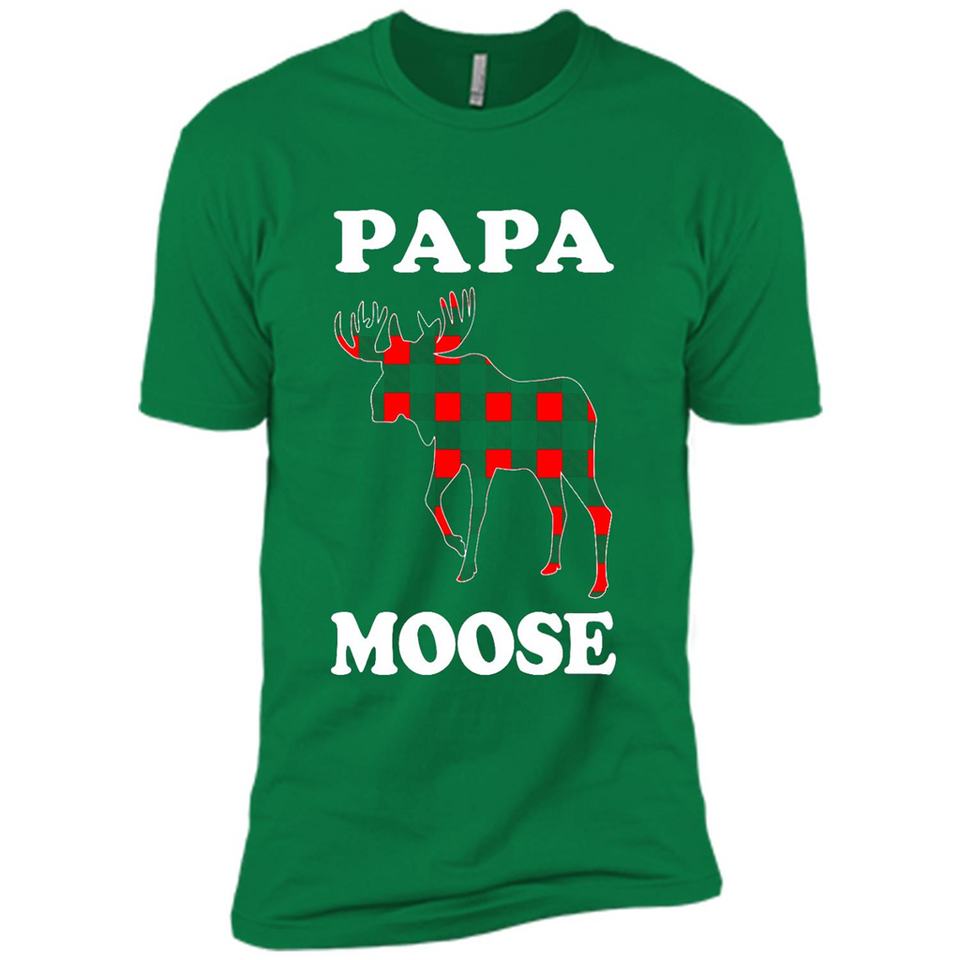 Papa Moose Funny Christmas Plaid Buffalo T-Shirt - Premium Short Sleeve T-Shirt