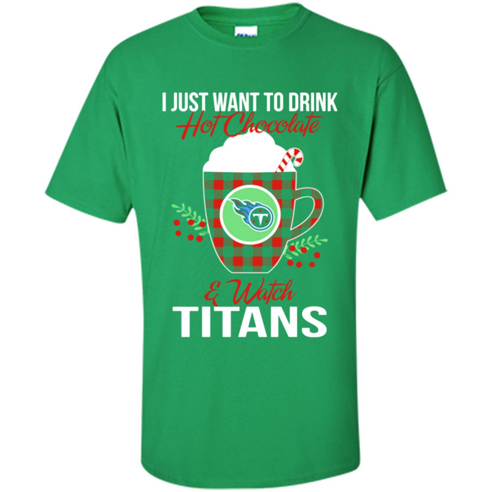 I Just Want To Drink Hot Chocolate & Watch Tennessee Titans Ugly Christmas Sweater PINGPONG