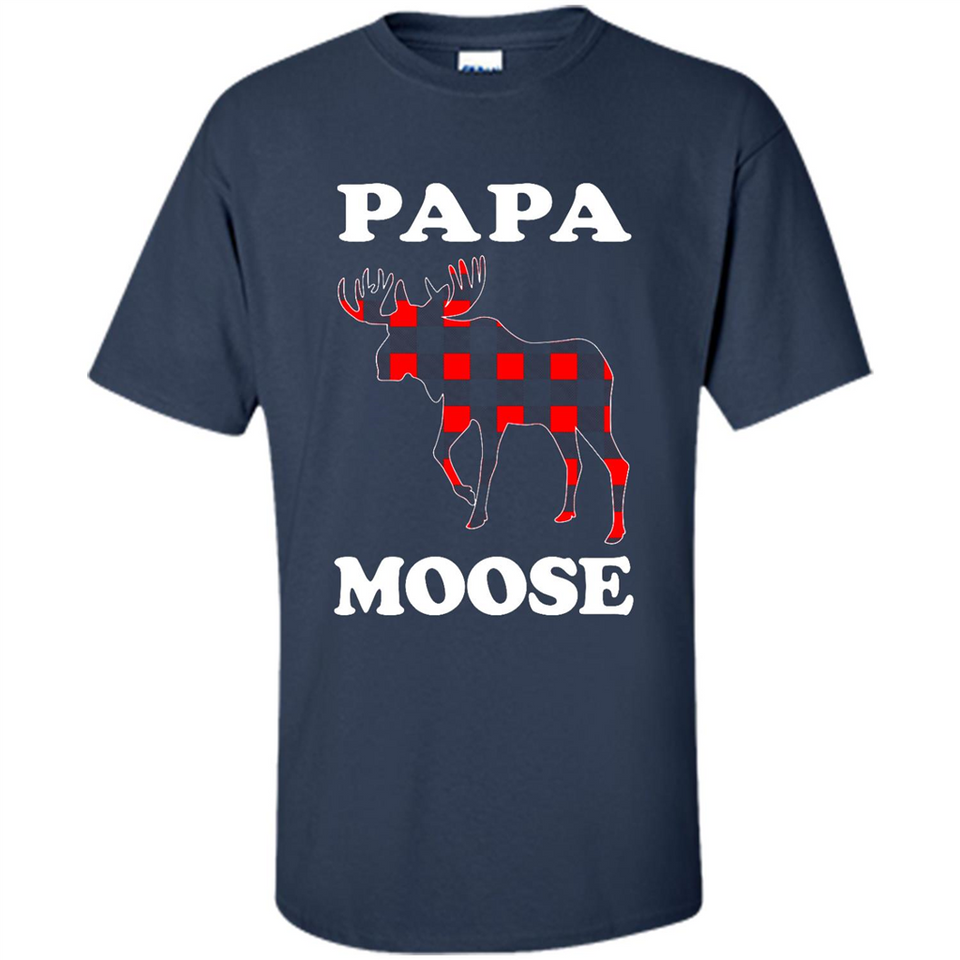 Papa Moose Funny Christmas Plaid Buffalo T-Shirt - Shirt