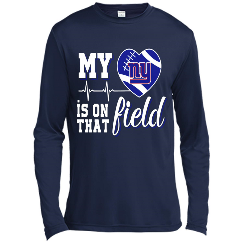 New York Giants Football My Heart is on that Field - Canvas Long Sleeve T-Shirt