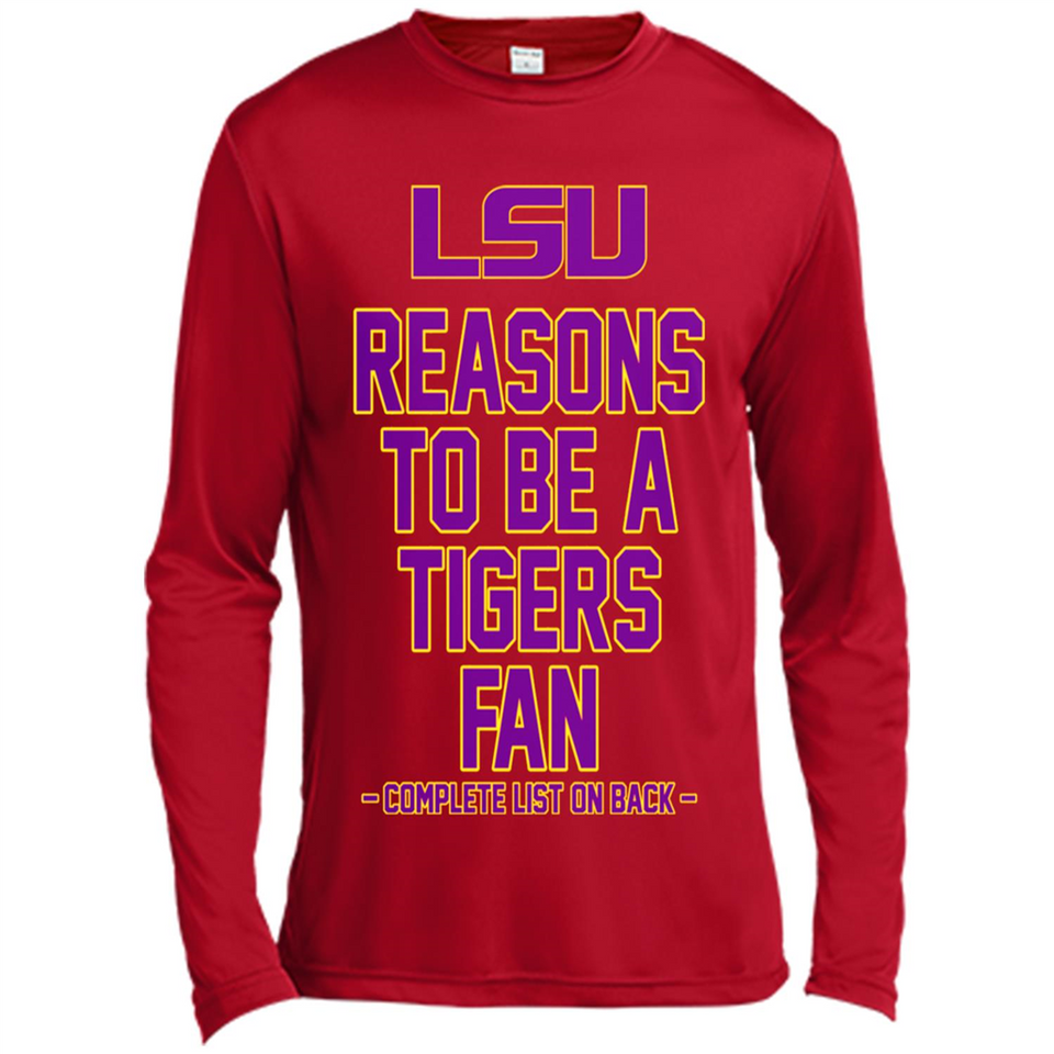 Reasons to be a LSU Tigers Fan Complete List on Back - Funny - Canvas Long Sleeve T-Shirt