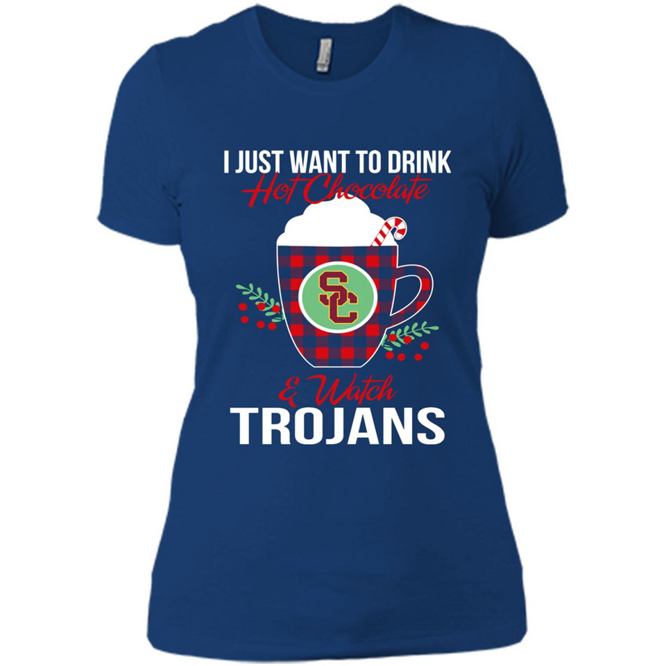 I Just Want To Drink Hot Chocolate & Watch USC Trojans Ugly Christmas Sweater PINGPONG