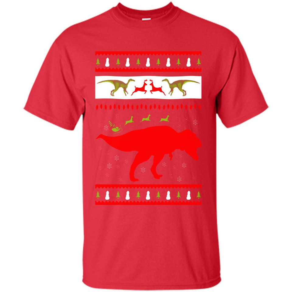 Dinosaur and Santa Clause Ugly Christmas Sweater - Shirt
