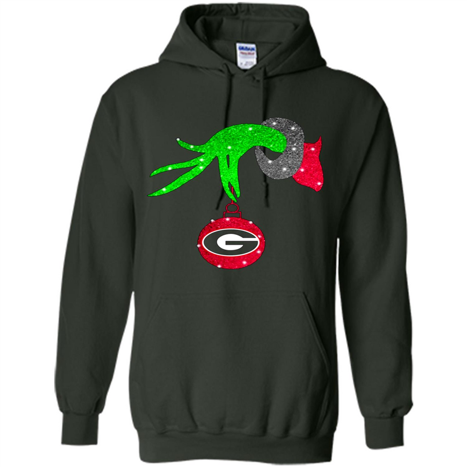 GRINCH HAND HOLDING GEORGIA BULLDOGS GLITTER CHRISTMAS PINGPONG