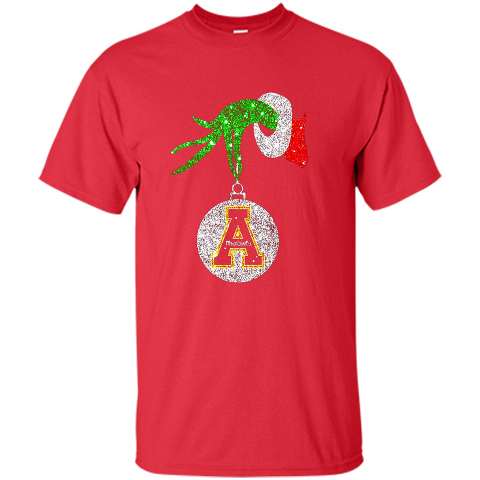 Funny Appalachian State Mountaineers Glitter Grinch Monogram Ornament Christmá - Shirt