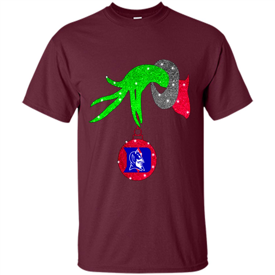 GRINCH HAND HOLDING DUKE BLUE DEVILS GLITTER CHRISTMAS PINGPONG