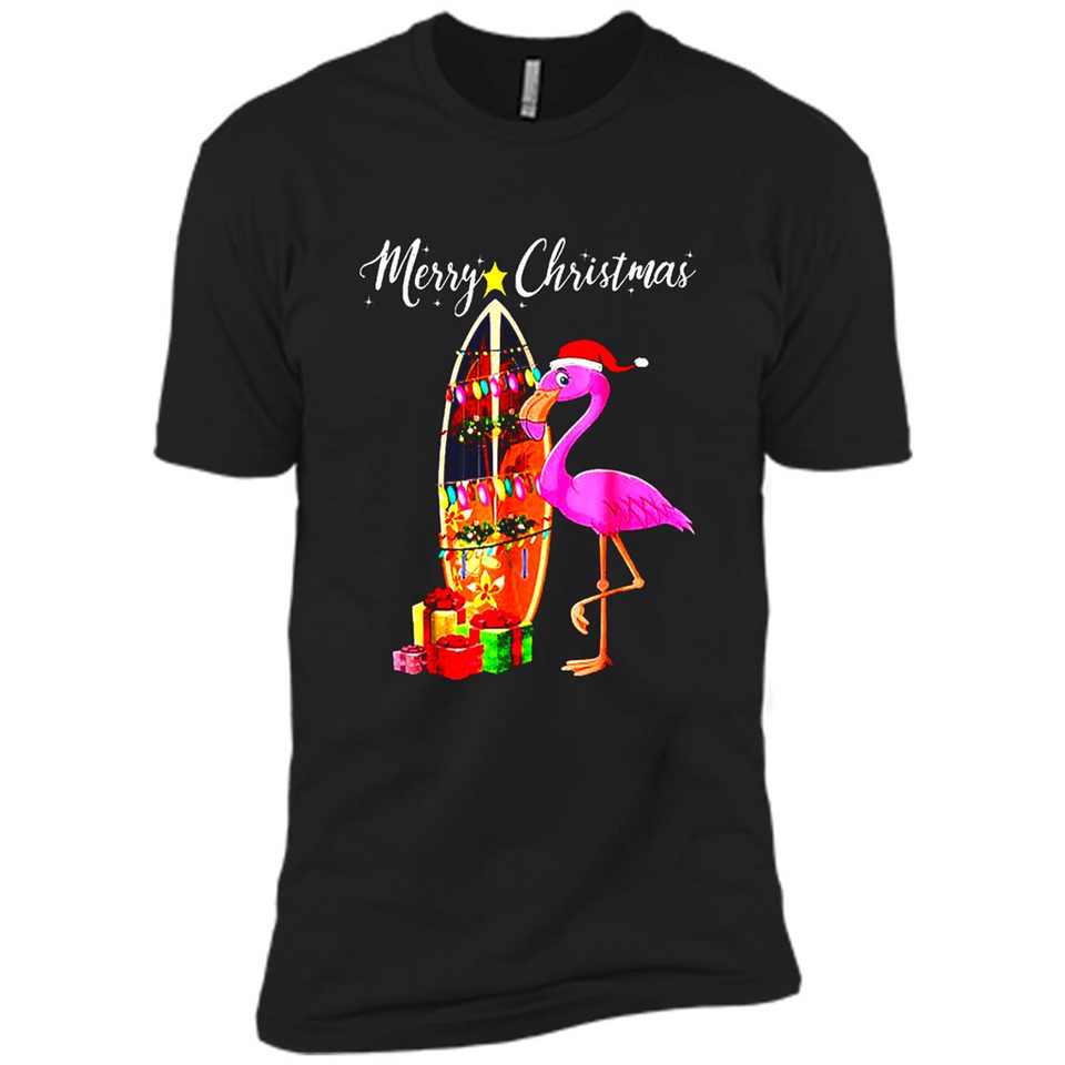 Flamingo Christmas Shirt, Merry Christmas Shirt , Flamingo - Premium Short Sleeve T-Shirt