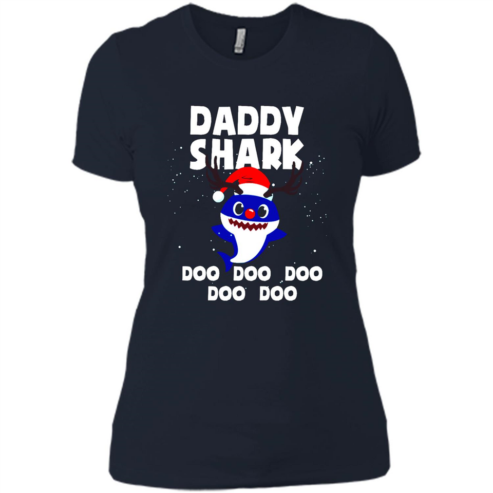 Daddy Shark Costume Reindeer Funny Christmas T-Shirt - Ladies' Boyfriend T-Shirt