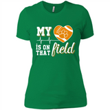 Clemson Tiger Paw Football My Heart is on that Field - Ladies' Boyfriend T-Shirt