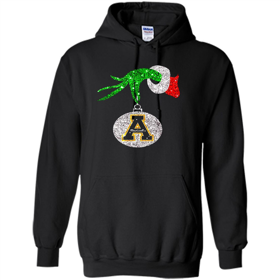 Funny Appalachian State Mountaineers Glitter Grinch Monogram Ornament Christmá - Hoodie