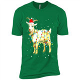 Christmas Lights Goat Wearing Santa Hat Funny Xmas - Premium Short Sleeve T-Shirt