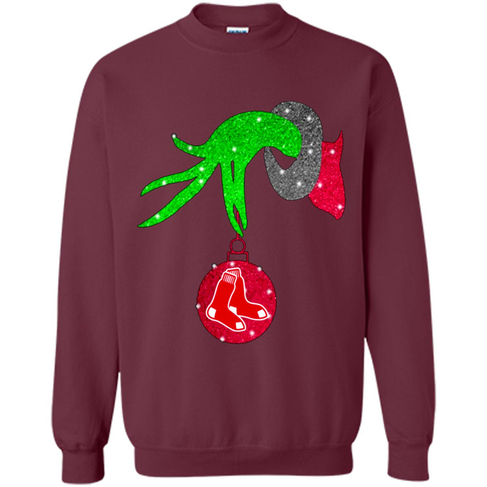 GRINCH HAND HOLDING BOSTON RED SOX GLITTER CHRISTMAS PINGPONG