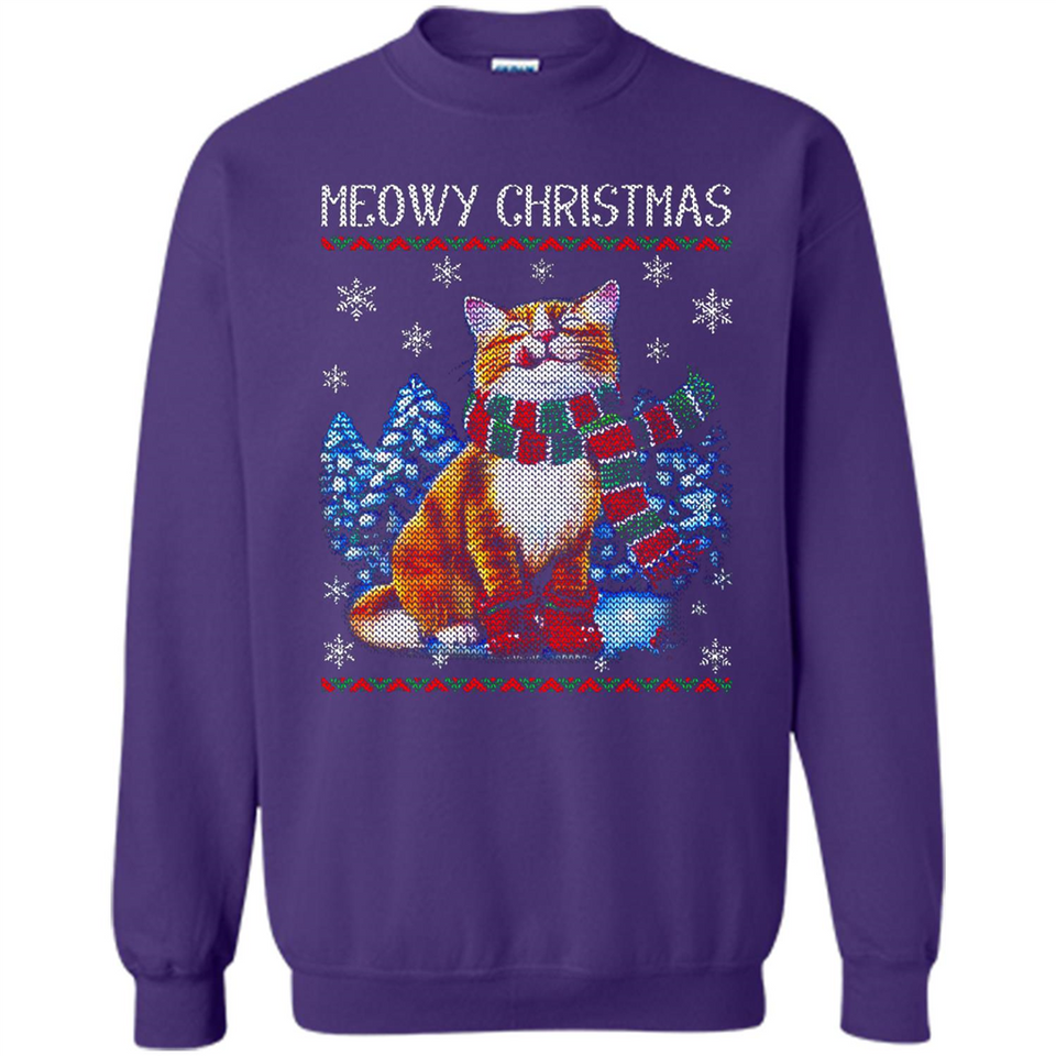 Christmas Ugly Sweater Cat With Christmas Meowy Chritstmas - Sweatshirt