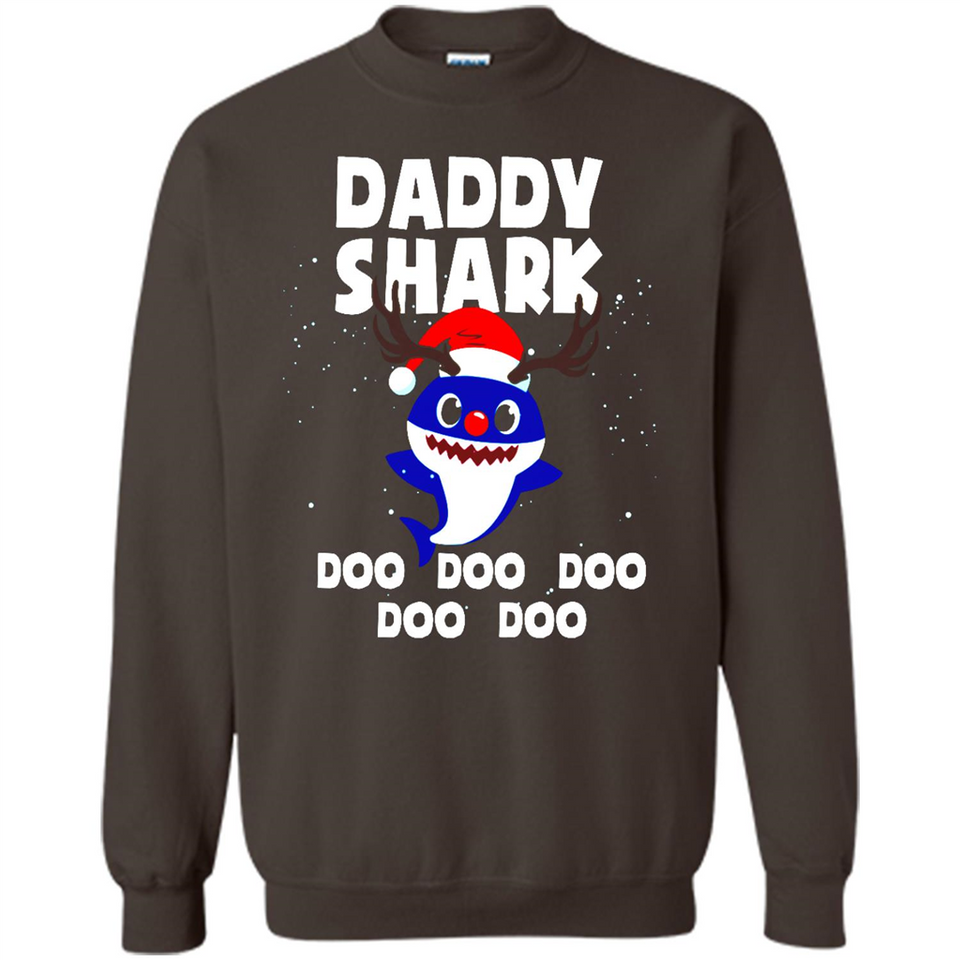 Daddy Shark Costume Reindeer Funny Christmas T-Shirt - Sweatshirt