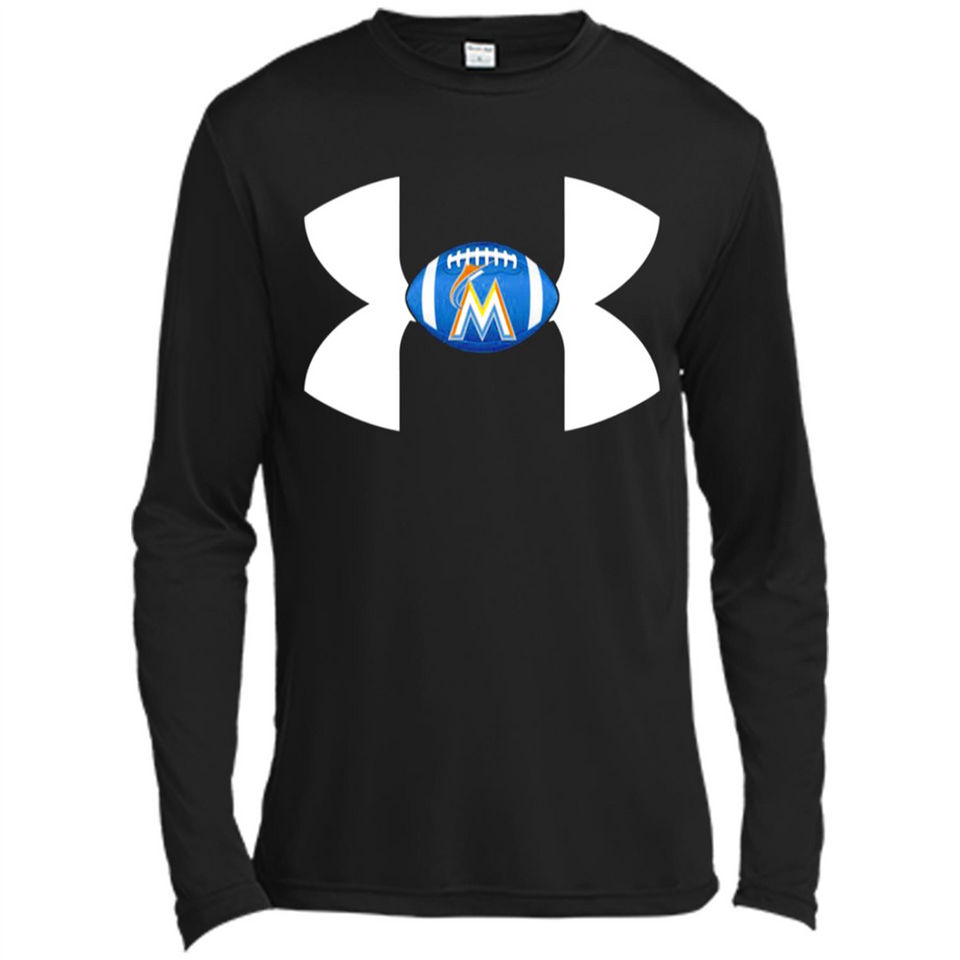 Miami Marlins Under Armour Logo - Canvas Long Sleeve T-Shirt